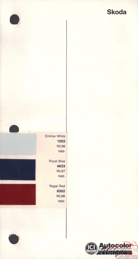 1988 - 1995 Skoda Paint Charts Autocolor